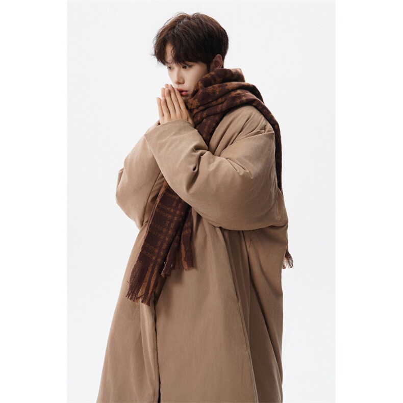 8XL-M90白鸭绒！特大码羽绒服日系绒面长款棉衣男YRFC03P268,男装羽绒服,电商D206-1