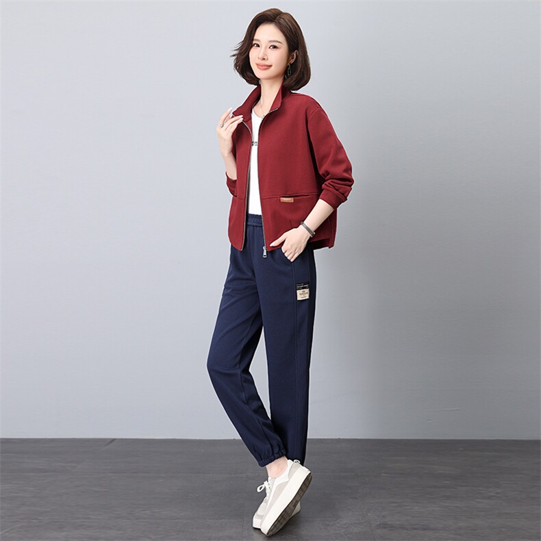 现货时尚休闲减龄开衫套装女春秋新款宽松显瘦两件套,女装套装/套裙,依恋蒂丝