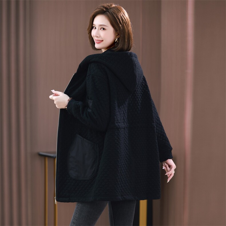 时尚保暖棉服女中长款宽松显瘦加绒外套冬季新款韩版百搭棉衣,女装棉衣/棉服,希欧阁