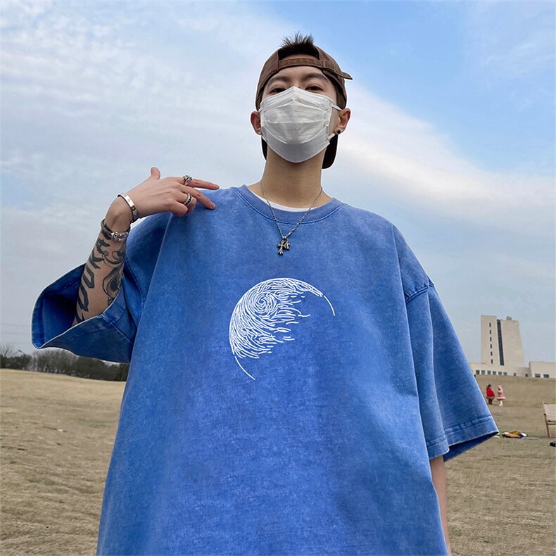 量大优可供抖音视频支持得物品质配合二开美式水洗短袖t恤SX71,男装T恤,电商A486