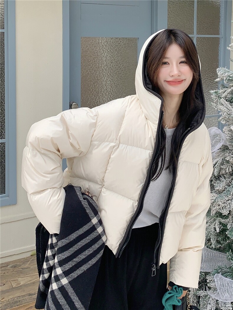 短款连帽加厚保暖面包服茧形羽绒外套女,女装羽绒服,浙宝189