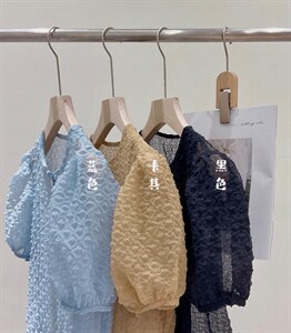80707 褶皱面料开襟小衫图片