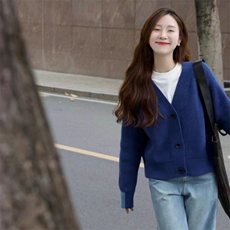 开衫女圆领纯色秋冬新款百搭外套毛衣羊毛针织上衣，女装羊毛衫，锦瑟羊绒