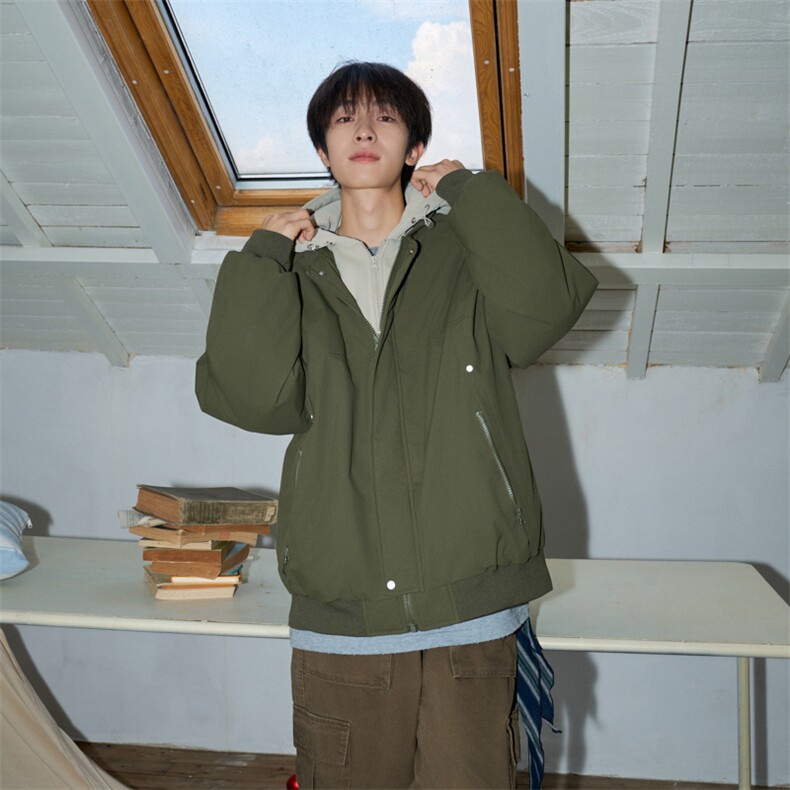 !潮流冬季连帽拉链加绒加厚棉衣情侣撞色棉服外套MY5567-P78,男装棉衣,星座610B-1
