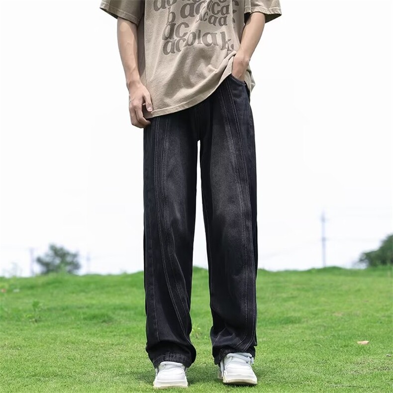 美式复古ins高级感拼接夏秋牛仔裤男NK122P45,男装牛仔裤,星座1116-2