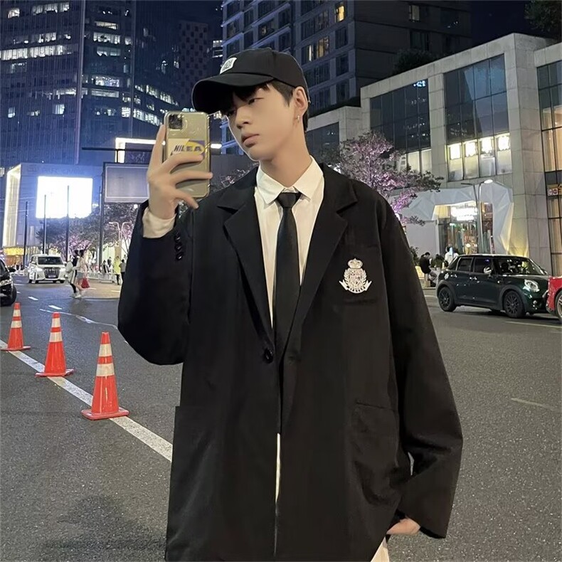 学院风休闲男DK制服徽章短袖情侣装夏秋季薄款西服外套XI01/P50,男装T恤,星座506