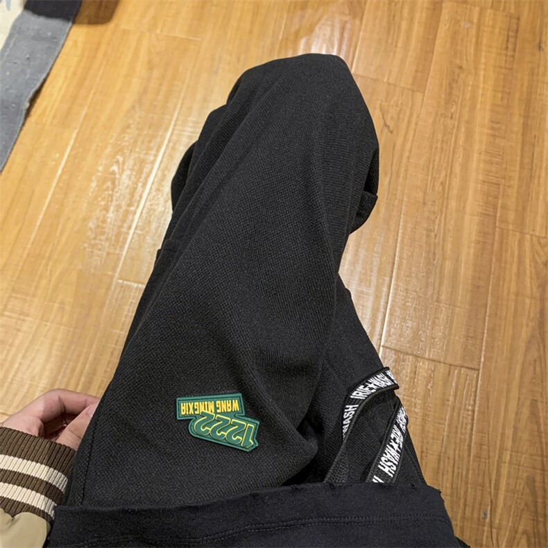 新款ins潮贴标束脚裤百搭卫裤宽松休闲裤313A-1-NK85-P55控68,男装休闲裤,星座808A-1