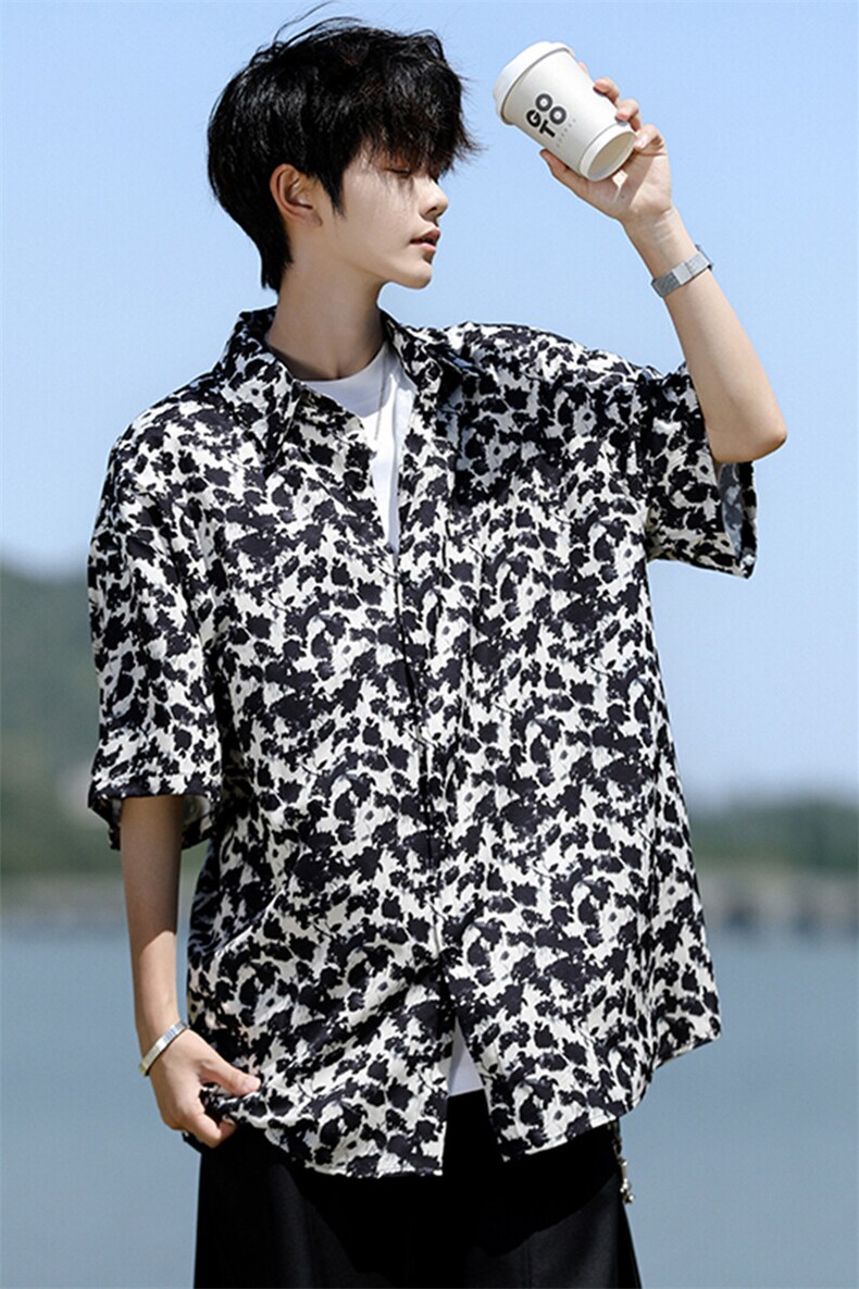 8XL-M花衬衫男短袖夏季薄款冰丝半袖宽松大码休闲外套DC28008P38,男装衬衫,电商B312
