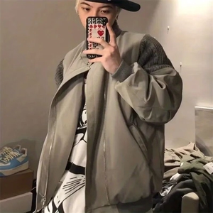 网图 飞行员夹克男潮牌s针织拼接外套春秋宽松痞帅棒球服WT22-P65图片