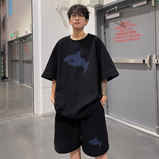！2025夏季新款男士百搭华夫格短袖套装情侣一套HTZ112P50，男装T恤，电商B220