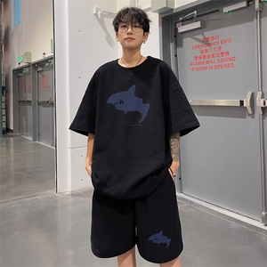 ！2025夏季新款男士百搭华夫格短袖套装情侣一套HTZ112P50图片