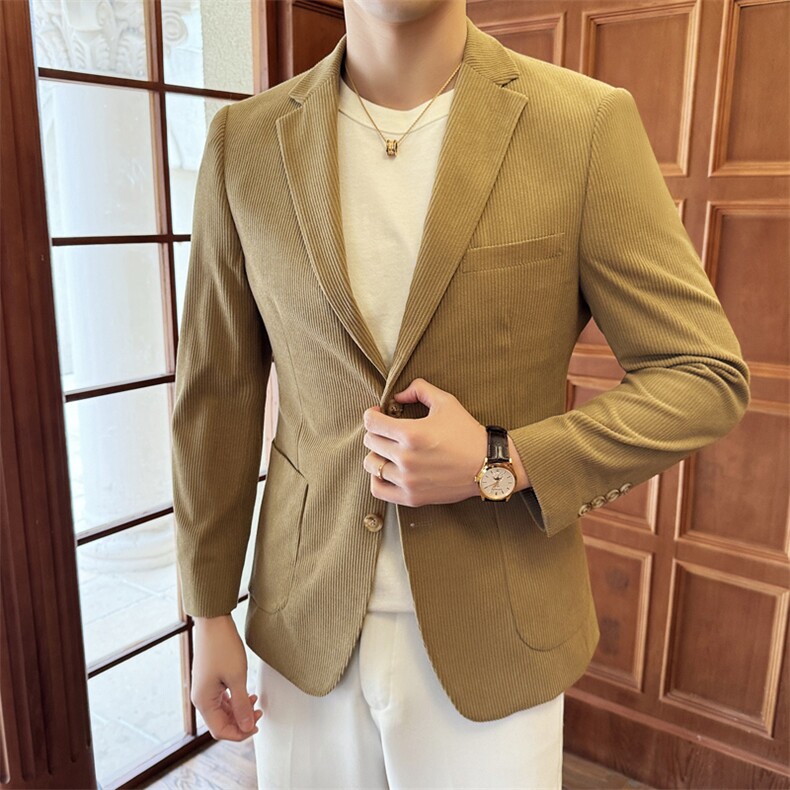 26做货-男士灯芯绒休闲西装修身韩版西服外套上衣DX6948P165，男装西服套装，电商D216