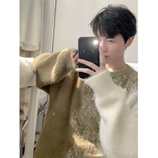 渐变慵懒毛衣男生秋冬仿貂毛时尚针织衫男毛衣外套毛绒MY7205，男装针织衫/毛衣，星座1116A（原606A-3）