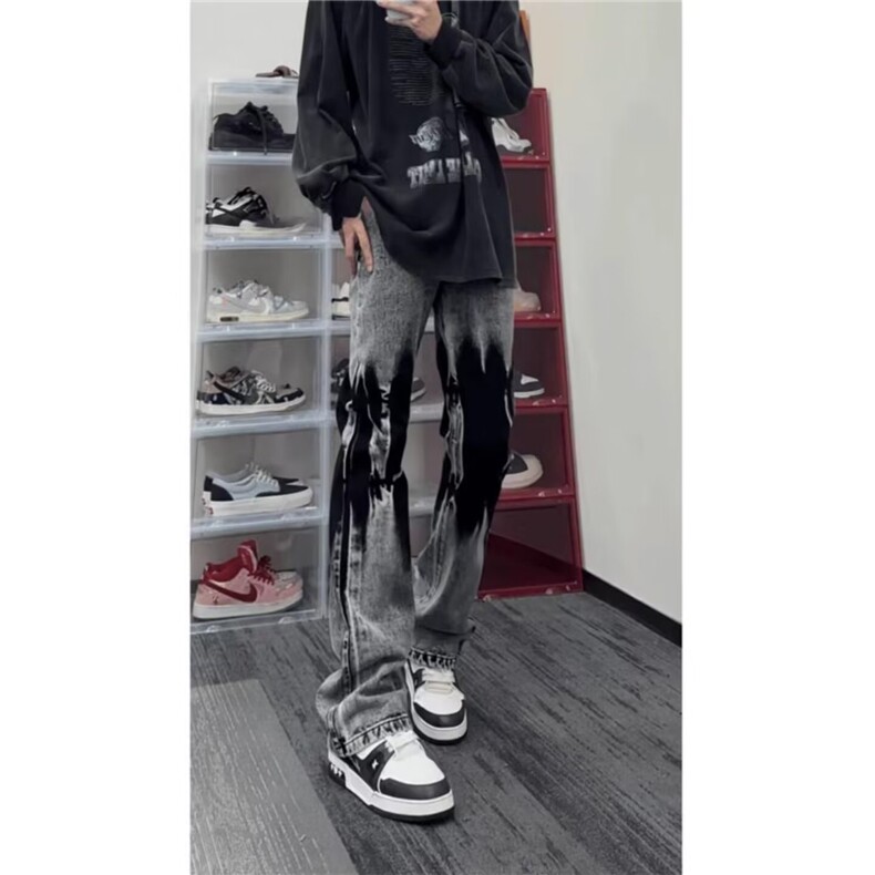 AK2017-P55美式复古高街潮流新款ins网红同款牛仔长裤，女装休闲裤，星座617A-2