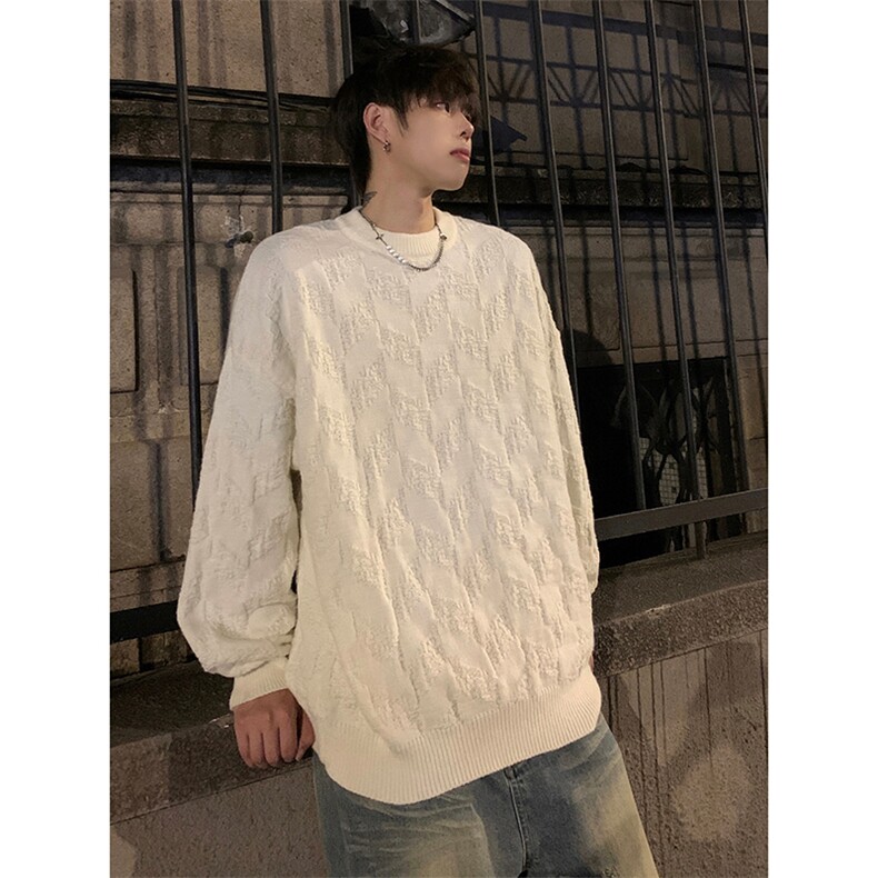 韩版潮牌情侣街头圆领长袖针织衫慵懒风休闲款毛衣HY616P55,男装针织衫/毛衣,电商A102B