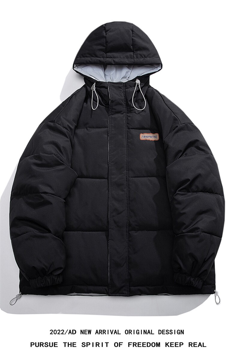白底23新款冬季时尚百搭宽松连帽棉服外套MY155P115控148,男装棉衣,电商A247-1