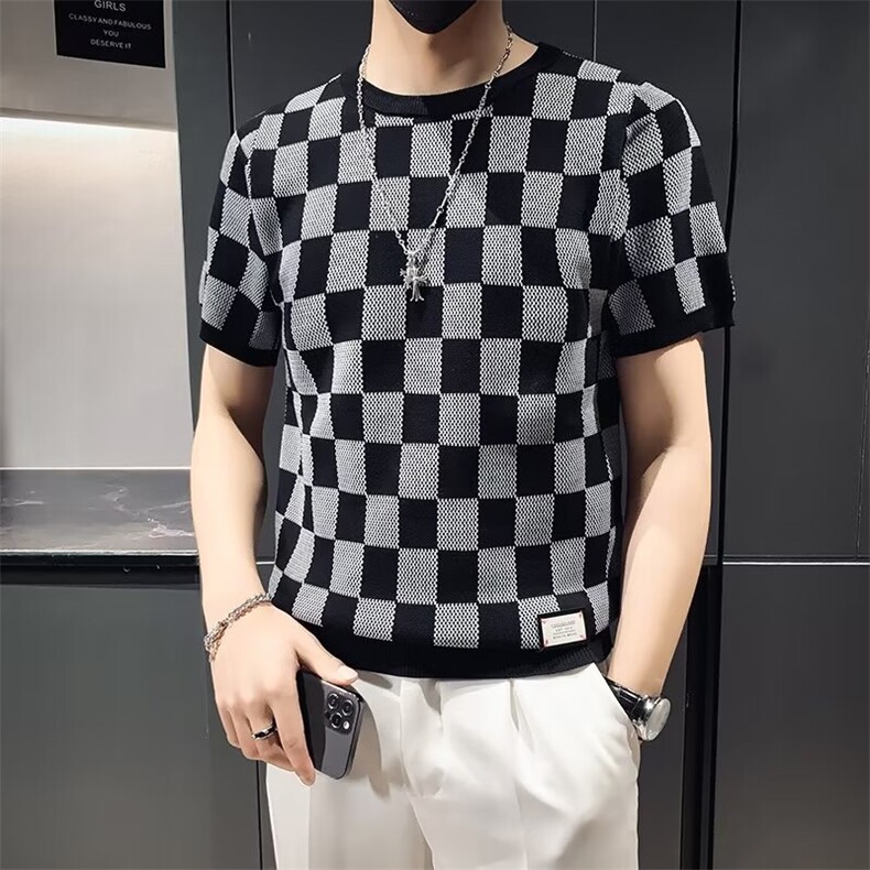 春秋季男士修身圆领针织短袖T恤冰爽丝打底衫毛衣体恤衫M859,男装T恤,星座1116A-2（原606A-1）