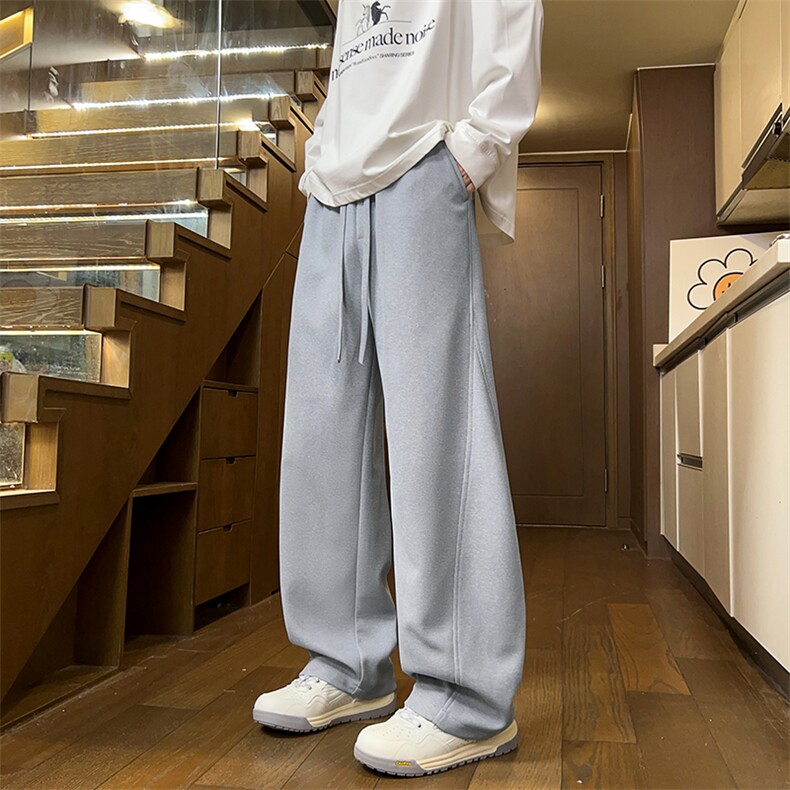 秋季美式高街弯刀裤男大码潮牌阔腿裤百搭休闲裤K24032-特P33控65，男装休闲裤，电商A001-1