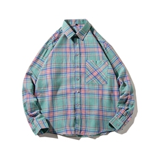 全棉新款男士潮休闲高品质四色格子衬衫衬衣228-1024-P40，男装衬衫，星座228