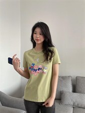 夏季新款可爱风卡通图案小熊短袖T恤，女装T恤，L·H·X
