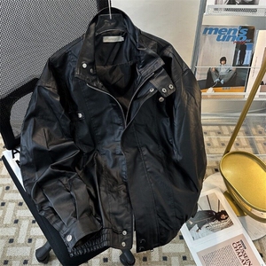 外套男潮春秋潮美式街头机车风宽松飞行员皮夹克8536 P68图片