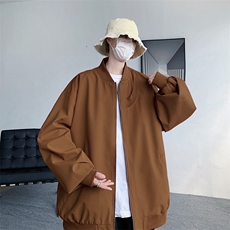 飞行员夹克男棒球领个性插螺纹宽松上衣外套A157B-J88-P78，男装夹克，电商A157B