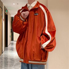 立领港风上衣美式复古秋韩版潮流宽松休闲运动工装夹克W1236-P53，男装夹克，星座512-4