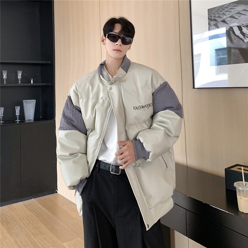 港风毛线衣拼接PU皮棉衣男成分：聚酯纤维MY78756P140控198，男装针织衫/毛衣，星座227-7