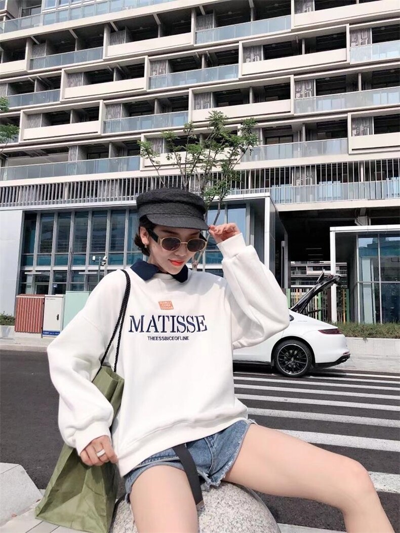 剪刀领加绒卫衣，女装卫衣/绒衫，一杭