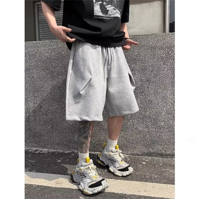 夏季小众拼接运动休闲短裤男士宽松轻奢简约五分中裤衩XD1123,男装牛仔裤,星座208-5