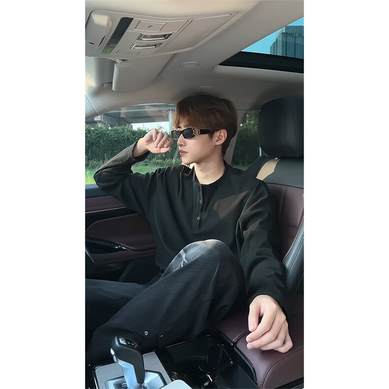 亨利领德绒打底衫长袖复古纯色高级感宽松上衣男款T3692-特价P20,男装T恤,电商A007