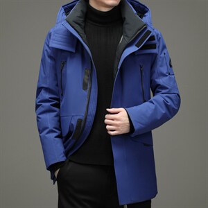 90%鹅绒男士连帽可卸中长款休闲羽绒服冬季新款外套ZG2903-P410图片