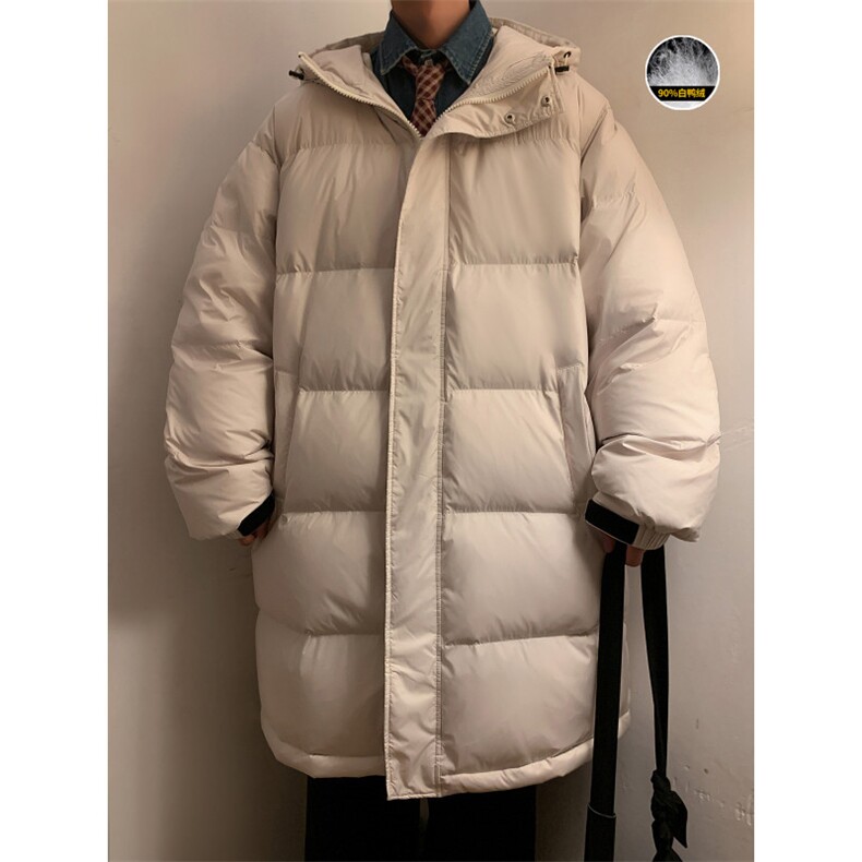 白鸭绒潮流光板连帽长款羽绒服保暖外套Y5850-P205【特价】图片