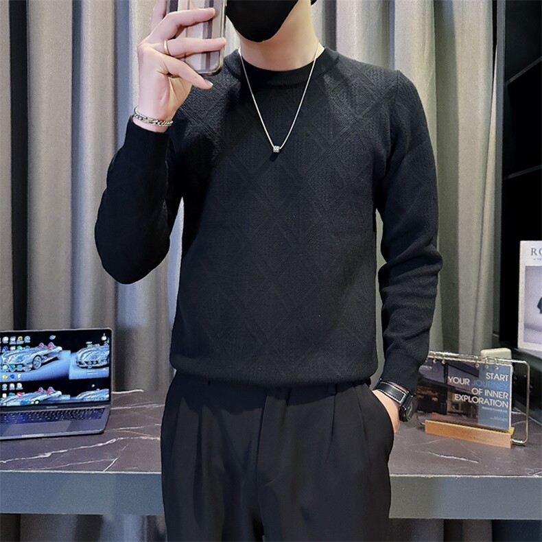 B216MY5160P652025秋冬装男士提花毛衣休闲针织衫社会小伙风,男装针织衫/毛衣,电商B216（原B302）
