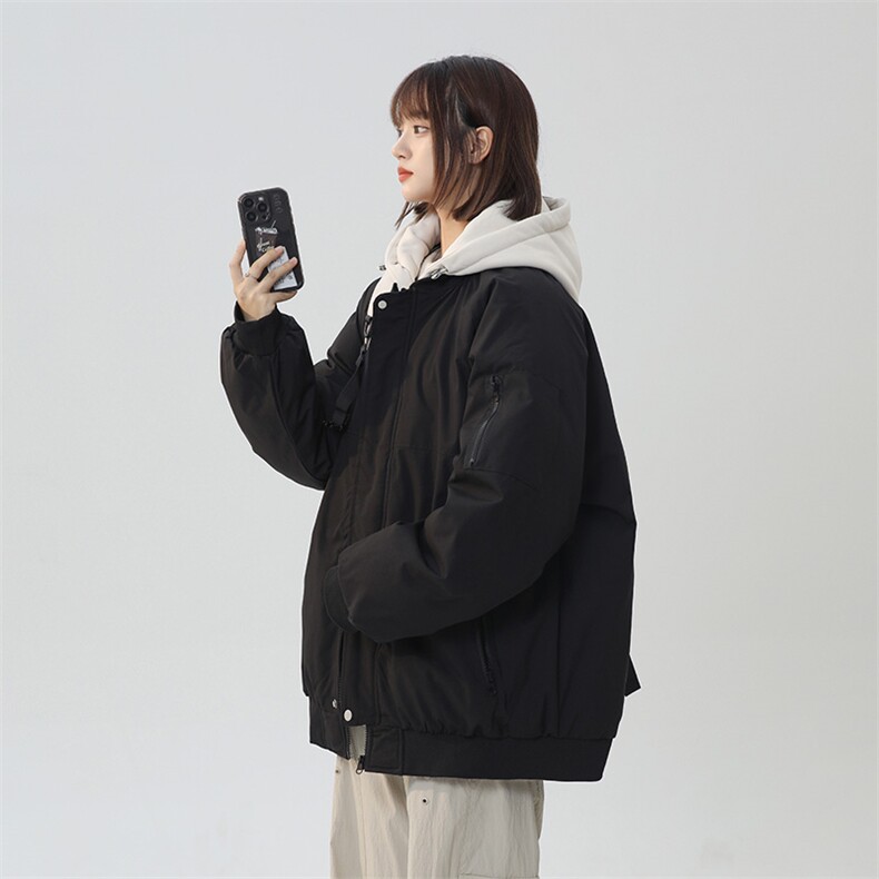 美式假两件棉服外套男2026秋冬校园风宽松棉衣夹克 A436-2583-P95图片