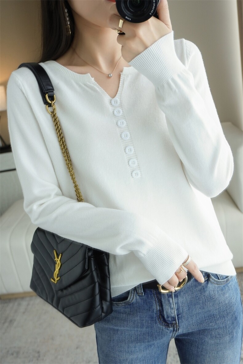 洋气百搭毛衣女春秋冬季外穿上衣薄款宽松短款内搭针织羊毛打底衫,针织衫/毛衣,暖姿羊绒