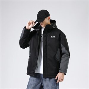 冬季工装羽绒服大码男装短款连帽加肥男胖子外套 A436-2166图片