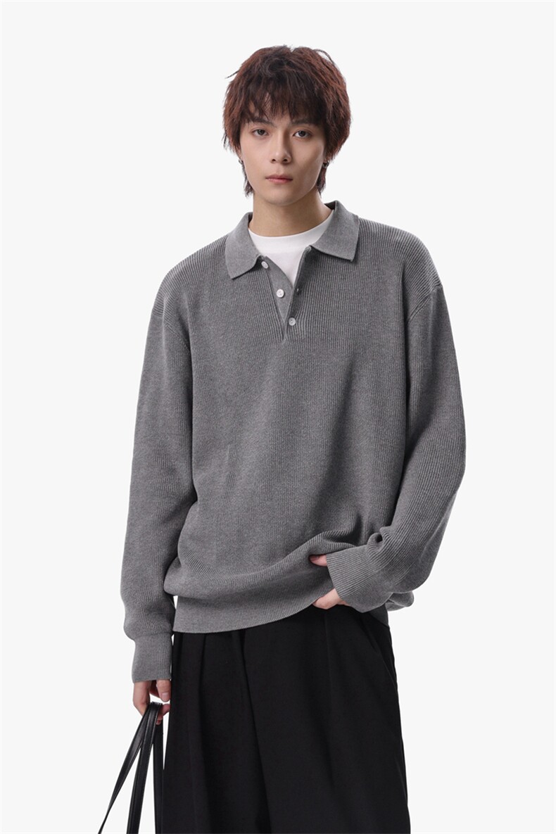 1303B-MY801-P5088翻领polo套头毛衣宽松加厚情侣针织衫,男装针织衫/毛衣,星座1303B