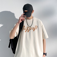 美式重磅短袖t恤男夏季潮牌青少年上衣宽松圆领半袖体恤T106-P30，男装T恤，星座308B-2