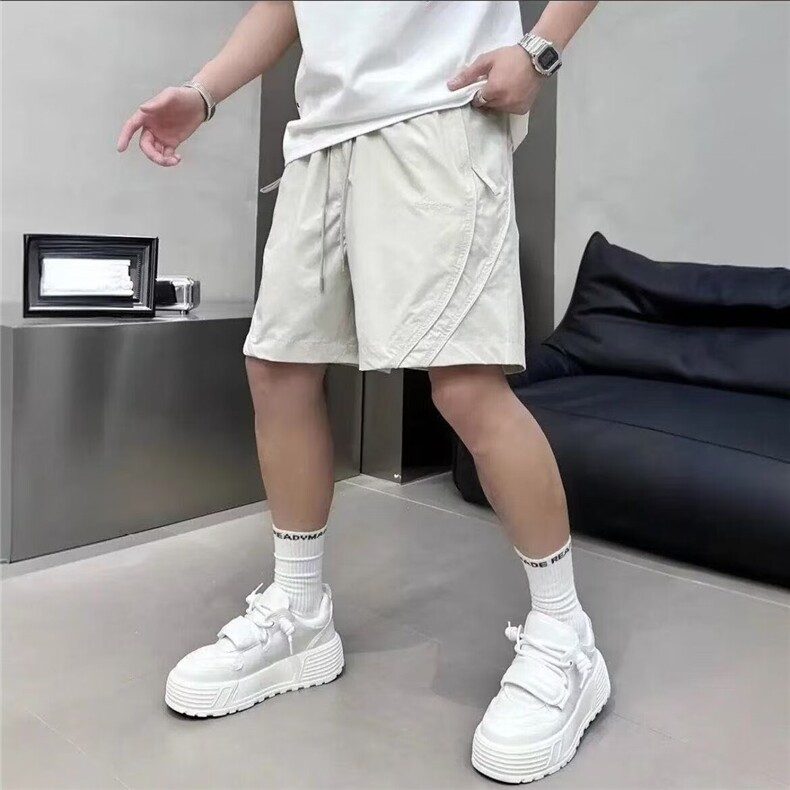 美式短裤男士2025夏季宽松休闲运动裤速干薄款纯色百搭简约五分裤,男装牛仔裤,星座1210-1