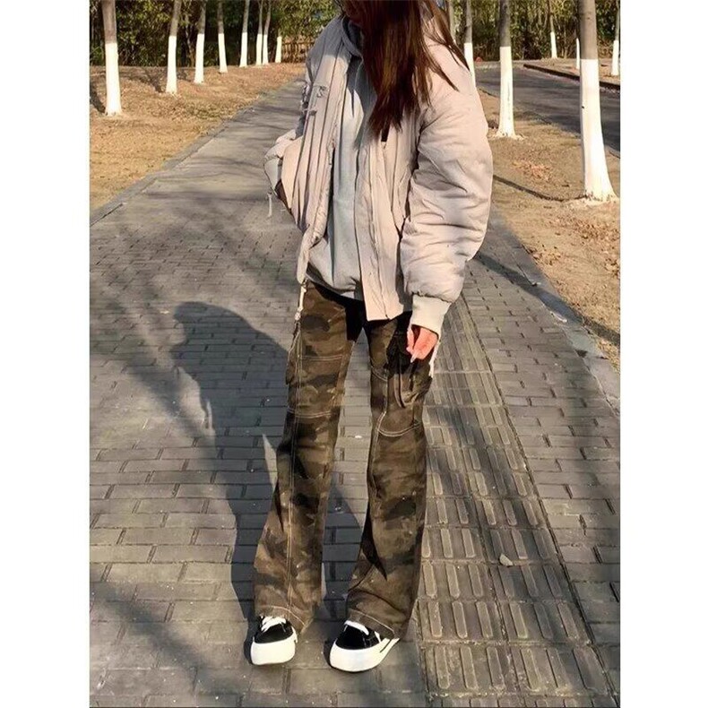 W9548-P60网图现货美式直筒宽松迷彩冲锋休闲裤ins潮牌简约裤子,男装休闲裤,星座1608-2