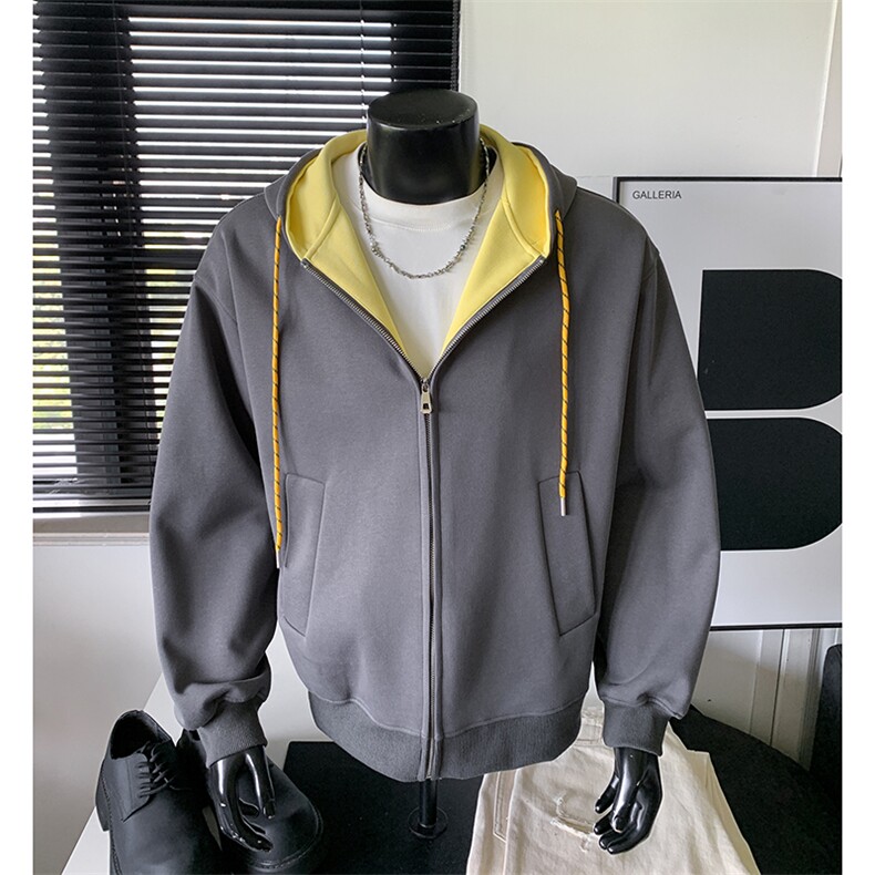 重磅boxy短款全棉450克潮拉链连帽卫衣套头外套男RH5601-P53,女装短外套,星座610B-1