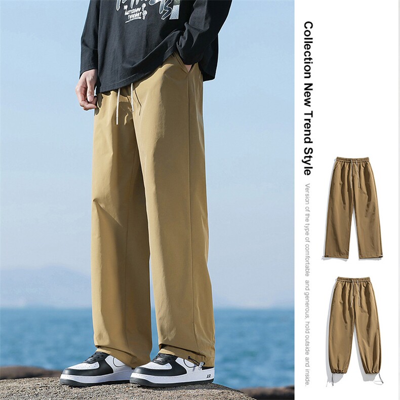 24春季宽松束脚长裤户外运动防水直筒冲锋裤潮-海景-5067-P30卡其，男装休闲裤，星座307-3(原516-1)