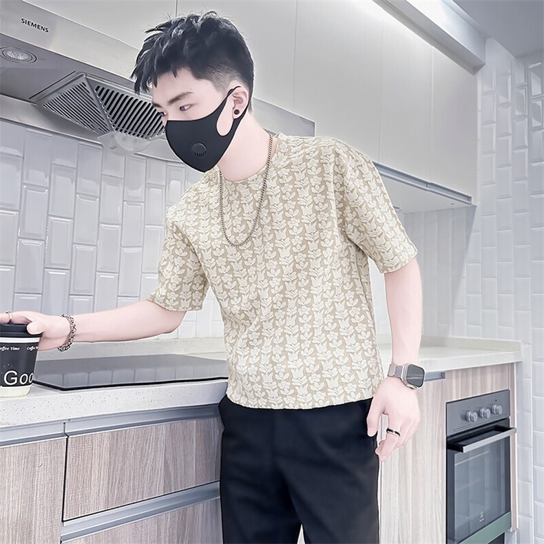 社会小伙短袖T恤男凹凸感提花面料高级感半袖301C-DT79-P48控68图片