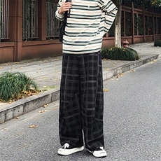 加绒卫裤肌理感格纹休闲裤男2025搭配卫衣毛衣日系裤子1030/P55，男装休闲裤，星座1412-2
