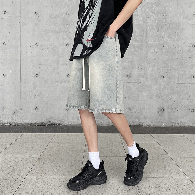 2024夏季港风高品质男士牛仔五分短裤男DK502-P35控价58，男装牛仔裤，星座914-6