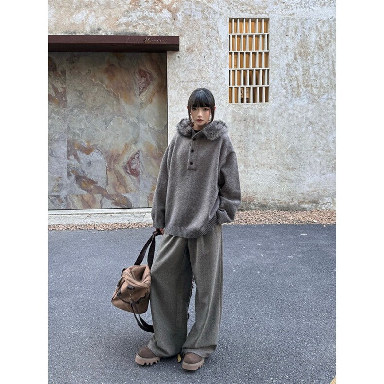 网图灰色连帽针织衫男款加厚毛衣美式复古卫衣外套MY1443-特P70,男装针织衫/毛衣,星座1007（原301D）