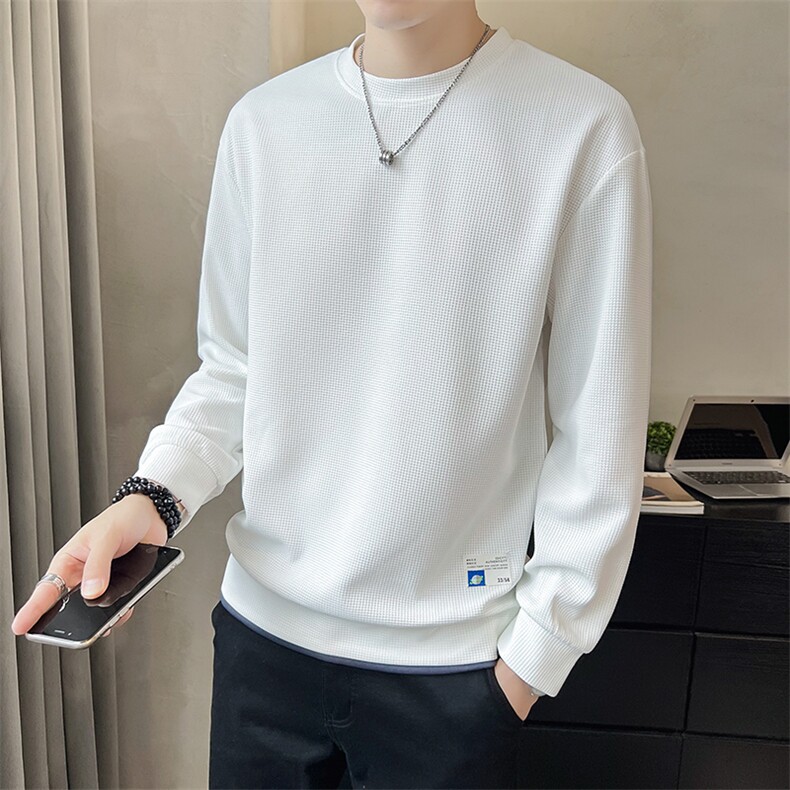 加绒卫衣男2025新款秋冬季纯色假两件上衣服A313-K951-1-P55,男装卫衣,电商A313