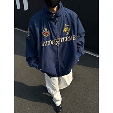美式街头高级感夹克男春秋款小众工装刺绣宽松飞行外套W6381-P95，男装夹克，星座412-3