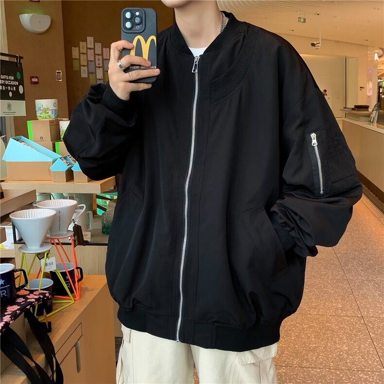 2024棒球服外套男秋季美式潮牌高级感男装宽松飞行员夹克7374,男装夹克,星座506